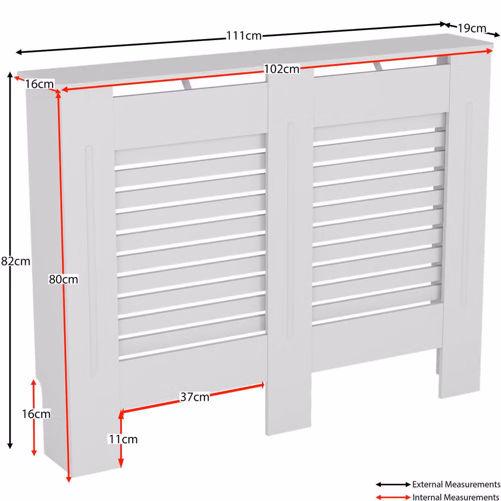 Vida Designs Milton Adjustable MDF Radiator Cover in White, W/D/H: 111 x 82 x 19 cm – 2