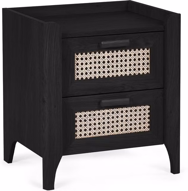 Julian Bowen Sydney 2 Drawer Bedside Table in Black Ash Matt Finish