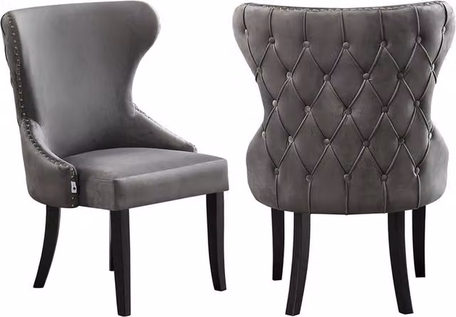Life Interiors Mayfair LUX Velvet Dining Chairs, Set of 2, Grey