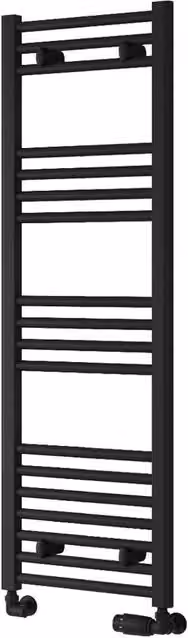 Bathroom Kingdom Capo Black Straight Heated Towel Rail, W: 120 cm, D: 40 cm