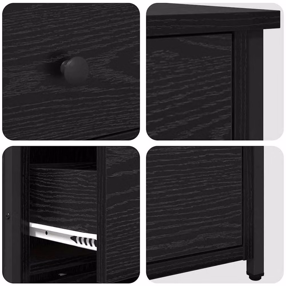 Berkfield Home Black Oak Nightstand Set in Black Oak Engineered Wood – 7