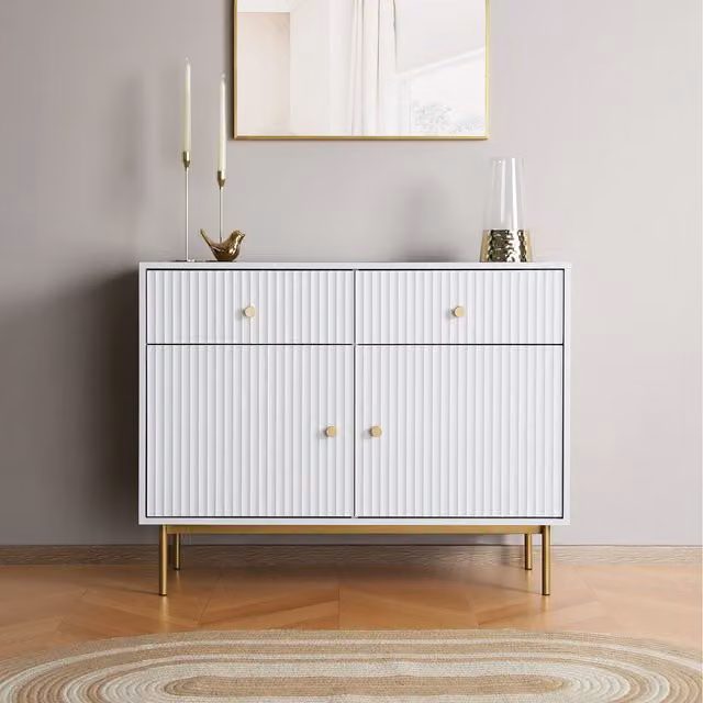 Devon 2 Door Cabinet with Drawers in White by Home Garden Direct