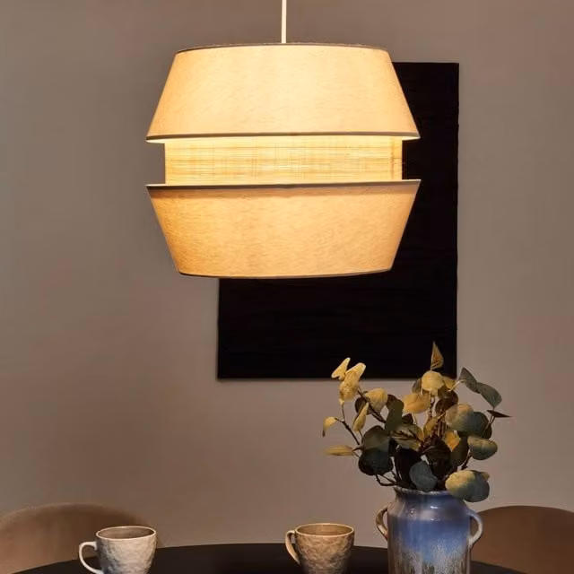 Wyld and Coco Beige Raffia Pendant Lamp, Diameter: 42 cm, Height: 122 cm