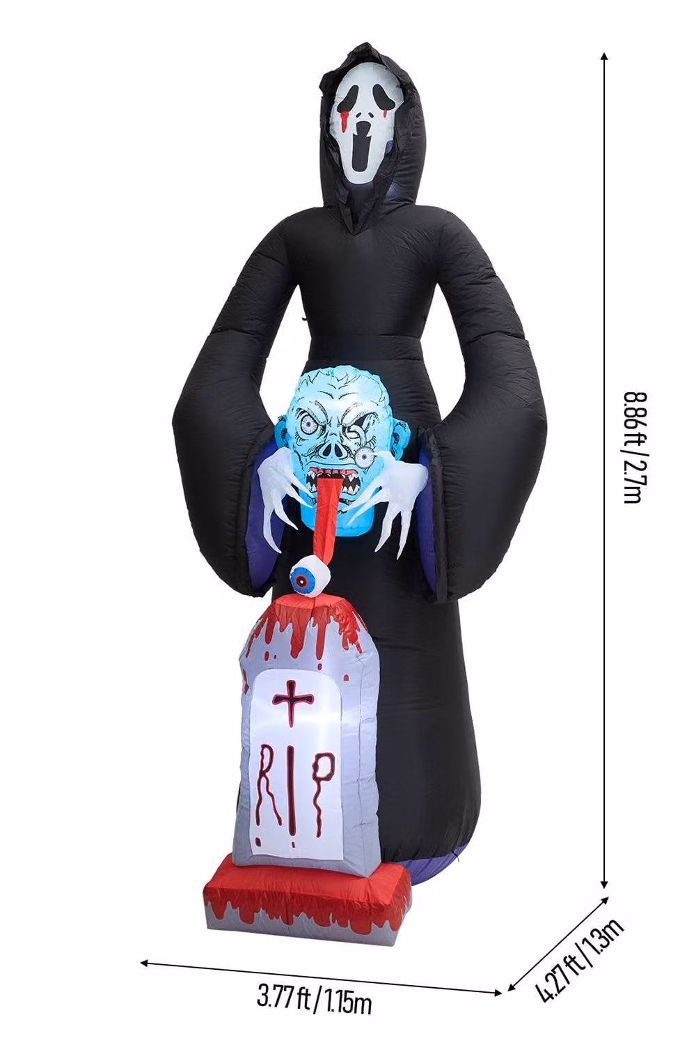 Garden Sanctuary 8.9FT Halloween Inflatable Grim Reaper with Built-in Lights in Multicolour – 3