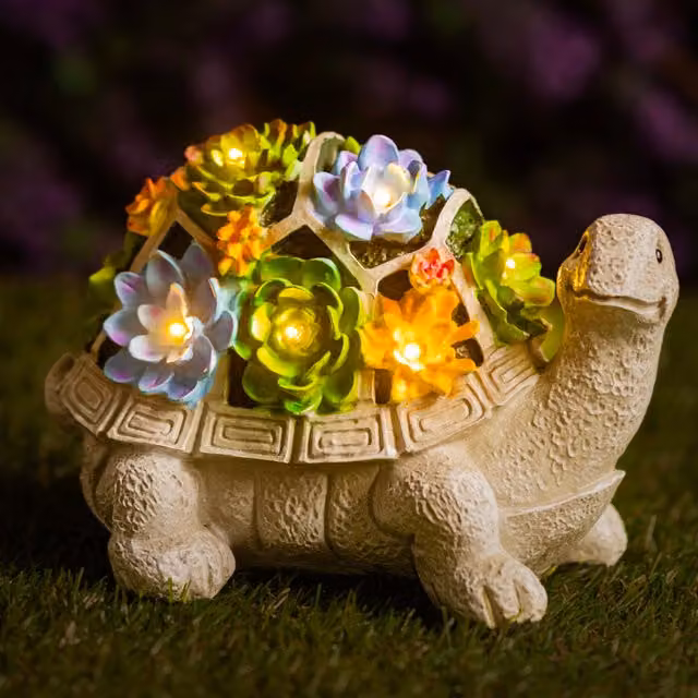 Garden Mile Multicoloured Solar Tortoise Garden Ornament