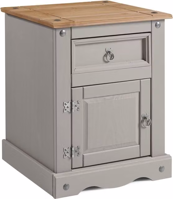 Mercers Furniture Corona Pot Large Solid Wood Pine Bedside Cabinet in Grey