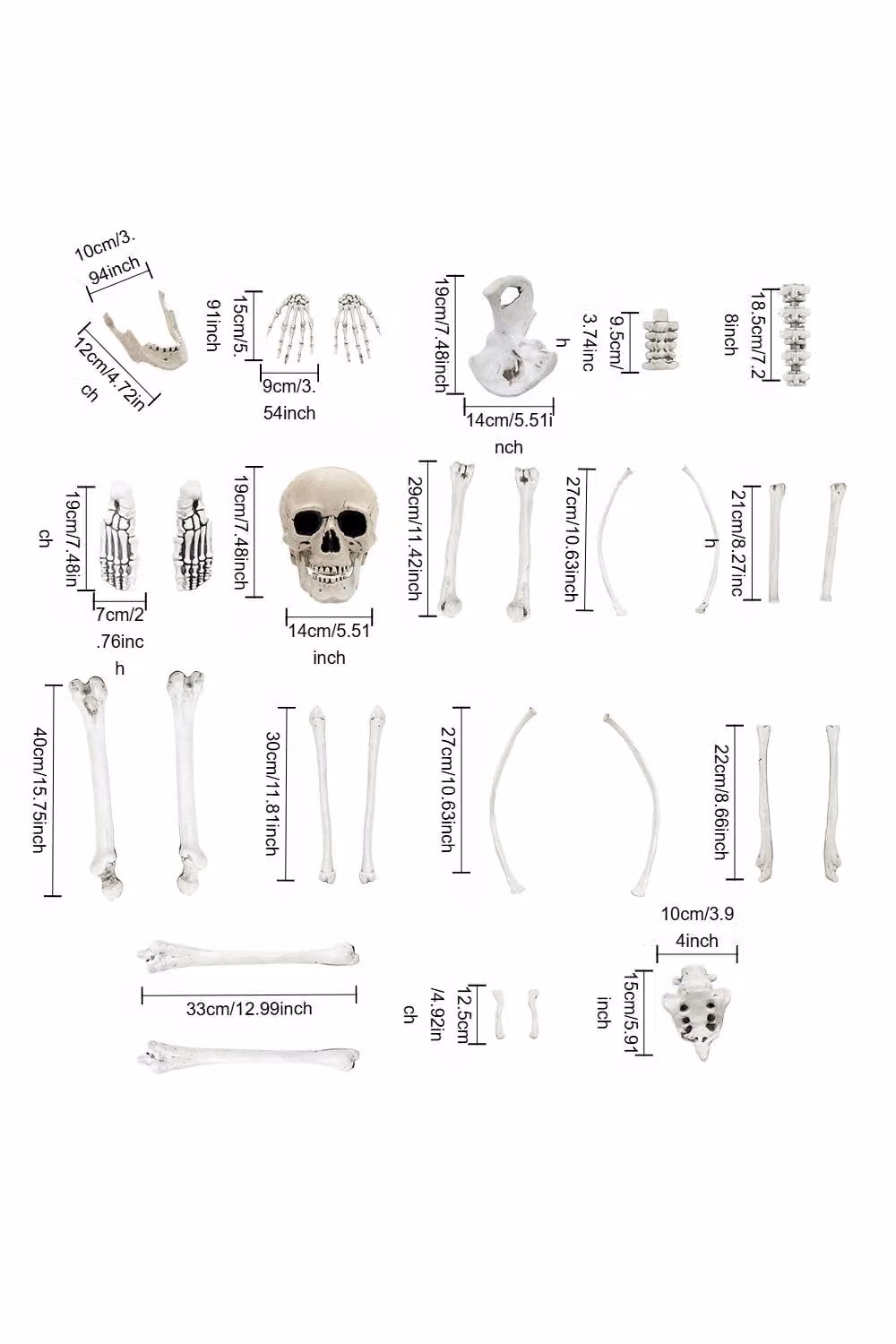 H&O Direct 28-Piece Skull and Bones Halloween Decoration Set in White – 3
