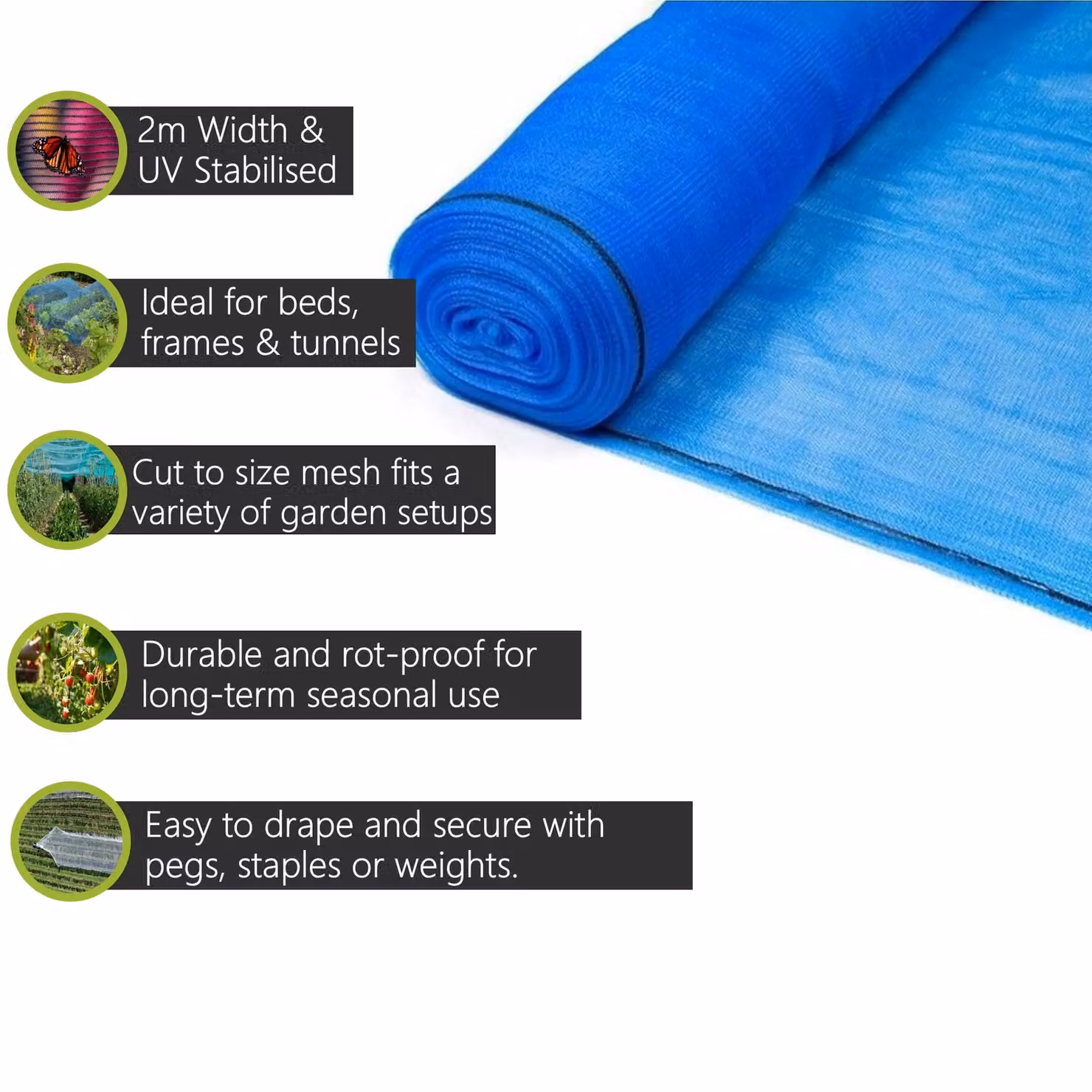 Pegdev UV-Stabilised Blue Plastic Protective Netting for Fruit Plants and Vegetable Gardens, 6m – 2