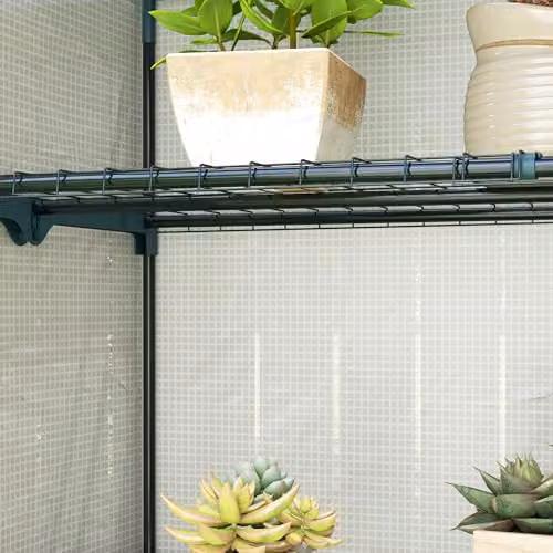 Outsunny 4 Tier Lean-to Mini Greenhouse in Grey, W/D/H: 110 x 50 x 171 cm – 6