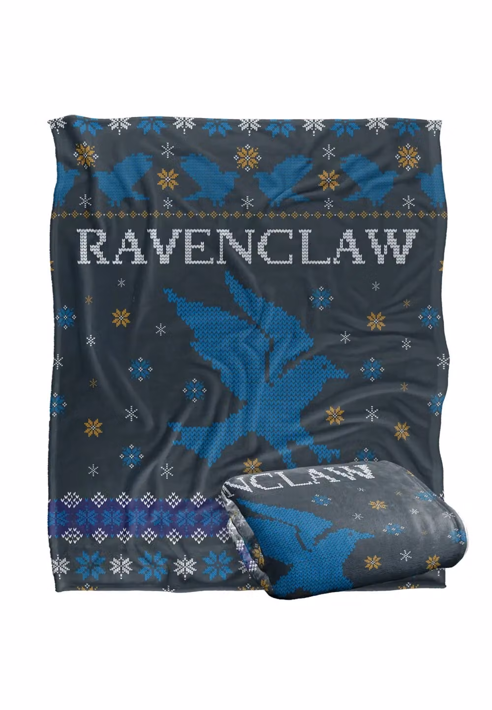 LOGOVISION Harry Potter Ravenclaw Ugly Christmas Sweater Super Soft Fleece Throw Blanket, Multicolour, W/D/H: 152 x 127 x 1 cm – 2