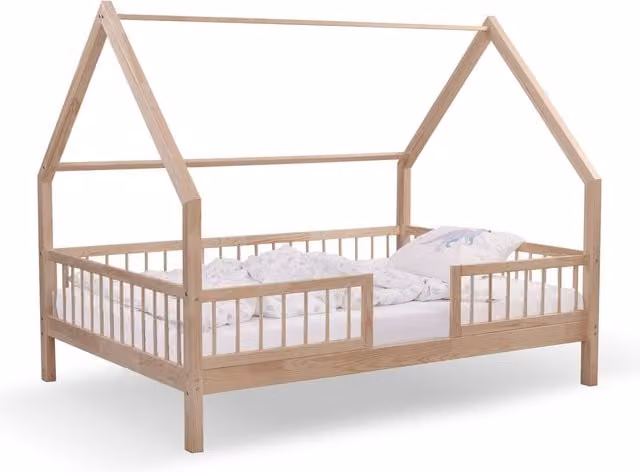 Miller And Mason Kids Montessori House Toddler Bed in Brown Solid Pine Wood, W/D/H: 90 x 190 x 170 cm