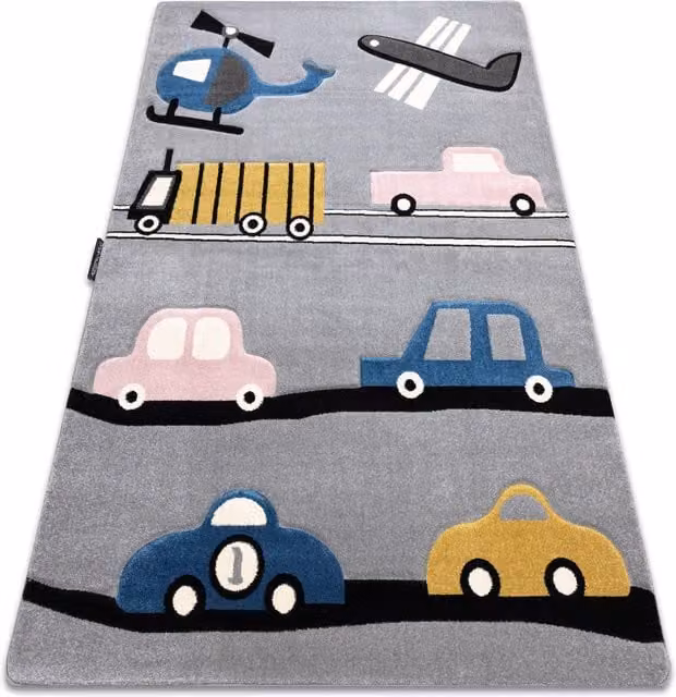 RugsX Petit Grey Kids Motif Polypropylene Rectangular Rug, W: 180 cm, D: 270 cm – 1