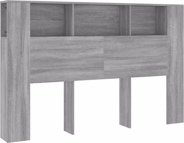 Berkfield Home Modern Wall Mounted Headboard Cabinet in Grey with Integrated Shelf, W/D/H: 160 x 18.5 x 104.5 cm