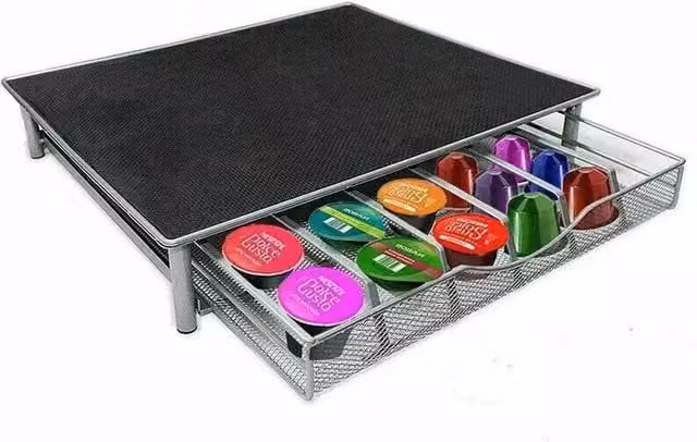 Marco Paul Black Metal Coffee Pod Storage Stand with Sliding Drawers for 36 Dolce Gusto Capsules – 1