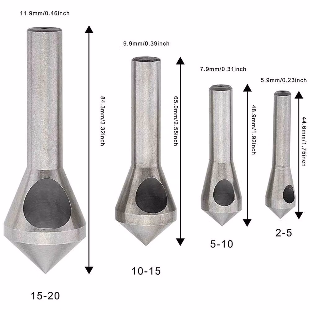 Nordara 4-Piece Ti Deburring Countersink Twist Drill Bit Set in Silver – 2