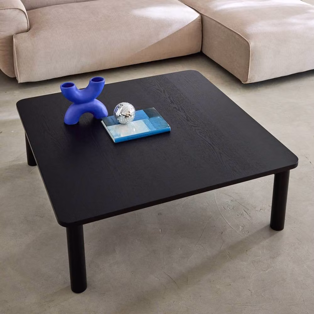 sweeek Square Coffee Table in Black Oak Veneer with Rounded Edges – 3