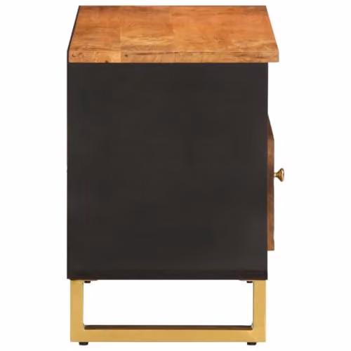 vidaXL Modern Geometric TV Cabinet in Brown and Black, Solid Mango Wood and Metal, W: 80 cm, D: 33.5 cm, H: 46 cm – 8