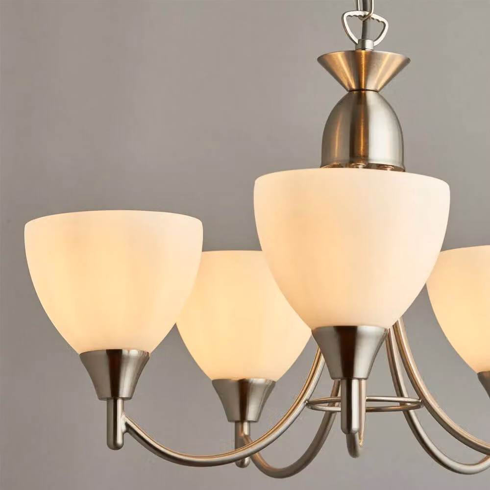 Loops 5-Lamp Ceiling Light and 2-Wall Light Pack in Satin Chrome with Clear Glass – 2