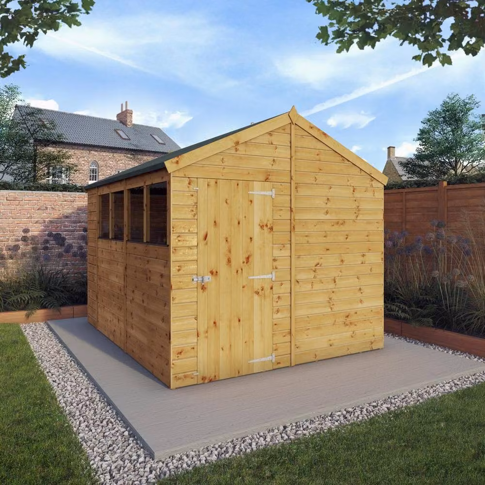 Mercia Brown Shiplap Apex Wood Garden Shed, L296.6 x W250.4 x H235.6 cm – 2