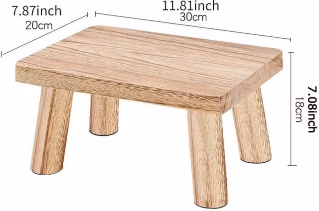 FORGEVIO Natural Untreated Rectangle Wooden Step Stool