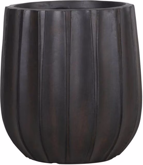 KDMD Hortus Set of 3 Black Ribbed Outdoor Clay Planter Tubs – 1