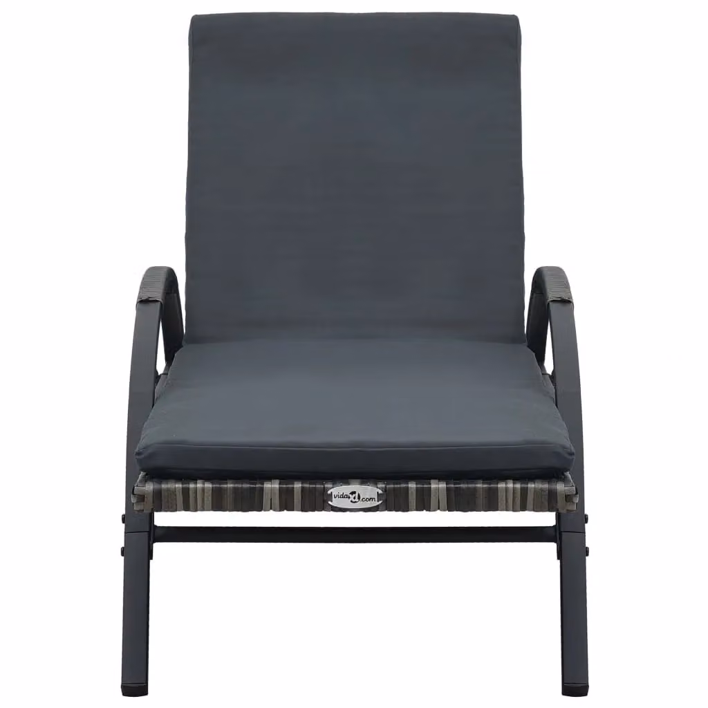 Berkfield Home Poly Rattan Sun Loungers with Table in Anthracite and Black – 3