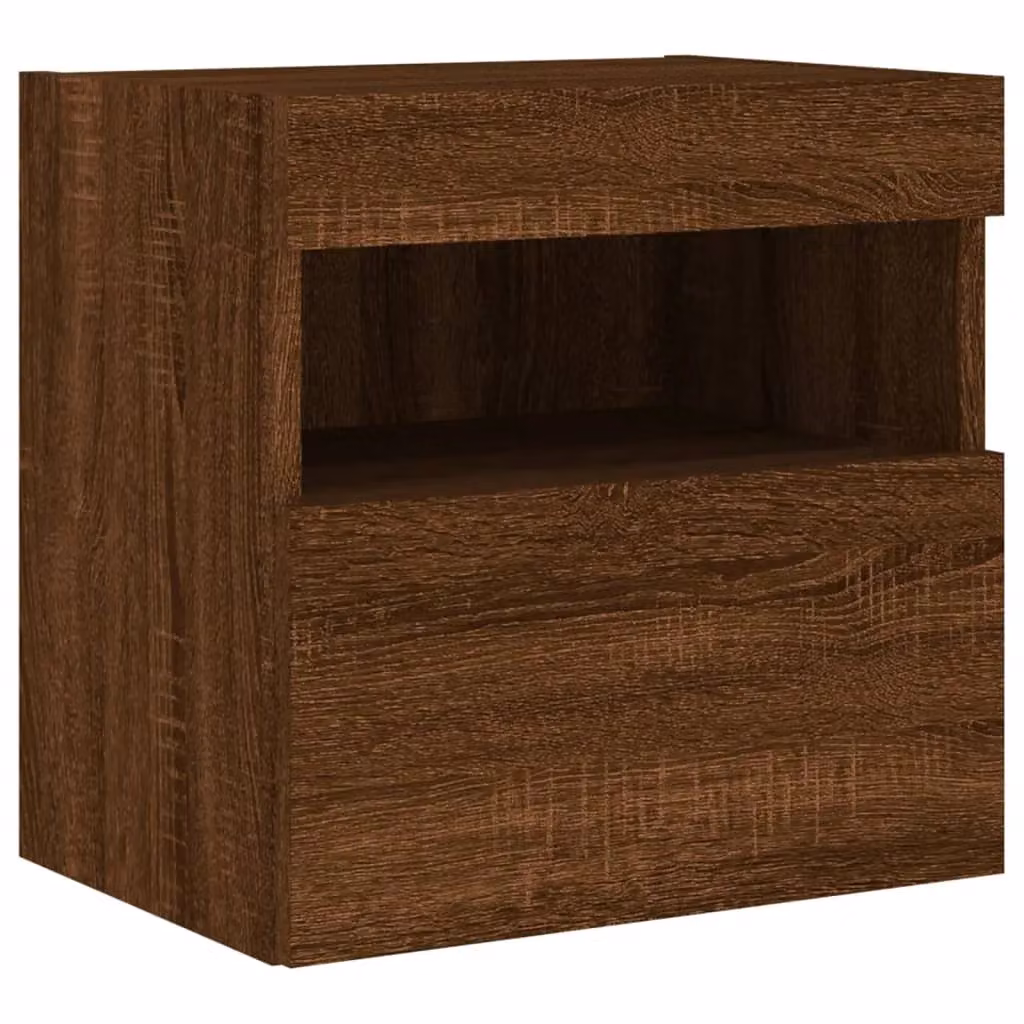 Berkfield Home Modern Wall Mounted TV Cabinet with Integrated LED Lights in Brown Oak, W/D/H: 40 x 40 x 40 cm – 3