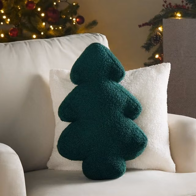 OHS Green Christmas Tree Fleece Plush Cushion 1/2 Pack