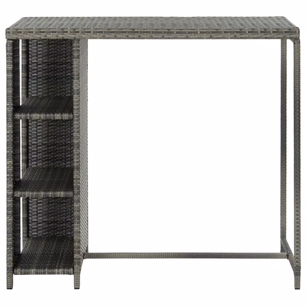 Berkfield Home Bar Table with Storage Rack in Grey Poly Rattan, W/D/H: 120 x 60 x 110 cm – 2