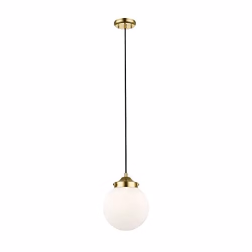 Netlighting Riano Globe Pendant Ceiling Light in Gold and White with Glass Sphere and E27 Socket