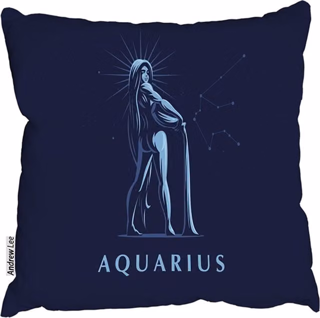 Benjamin Tate Design LTD Sign Of The Zodiac Aquarius Outdoor Comfy Cushion, Blue, W/D/H: 60 x 60 x 60 cm