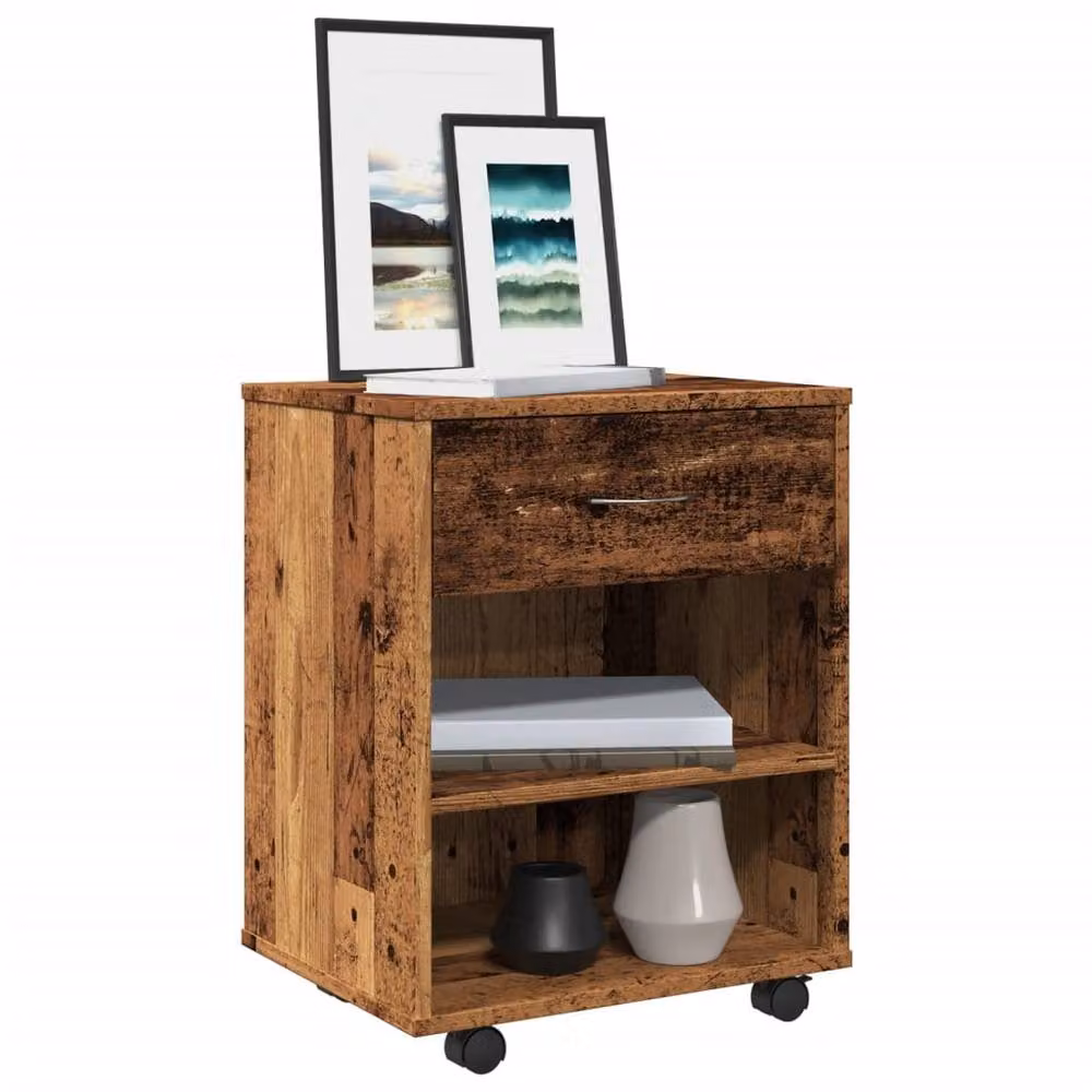 Berkfield Home Rolling Cabinet in Old Wood Brown, W/D/H: 46 x 36 x 59 cm – 2