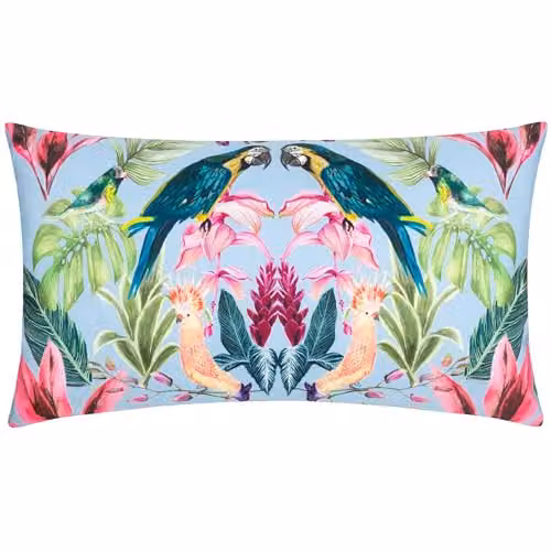 Riva Home Wylder Tropics Kali Birds Exotic Blue Outdoor Cushion with Removable Cover – 2