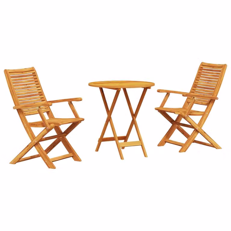 Berkfield Home 3 Piece Folding Bistro Set in Brown Oiled Acacia Wood