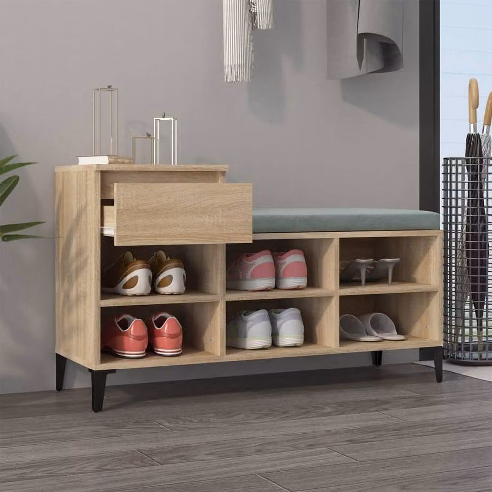 Berkfield Home Sonoma Oak Shoe Cabinet in Tan, W/D/H: 102 x 36 x 60 cm – 2