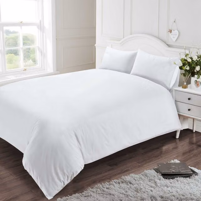 Rapport Home 400 Thread Count Plain Cotton Flat Sheet, White, W: 90 cm, L: 200 cm