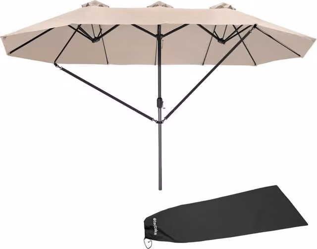 tectake Silia Cantilever Parasol in Beige with Polyester Canopy