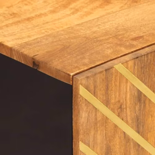 vidaXL Modern Mango Wood Bathroom Cabinet in Brown and Black, W/D/H: 38 x 33.5 x 58 cm – 5