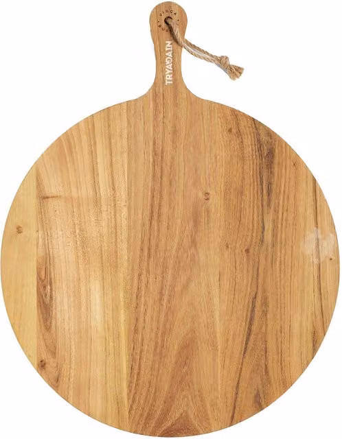 Vinga Buscot Round Wood Serving Board in Brown