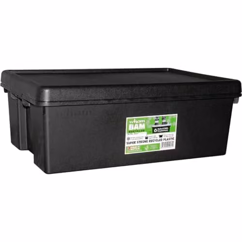 Wham Bam Recycled Plastic Storage Box with Lid, Black, 36L – 1