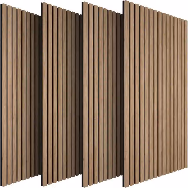 tectake Acoustic Wood Wall Panels in Light Oak Brown