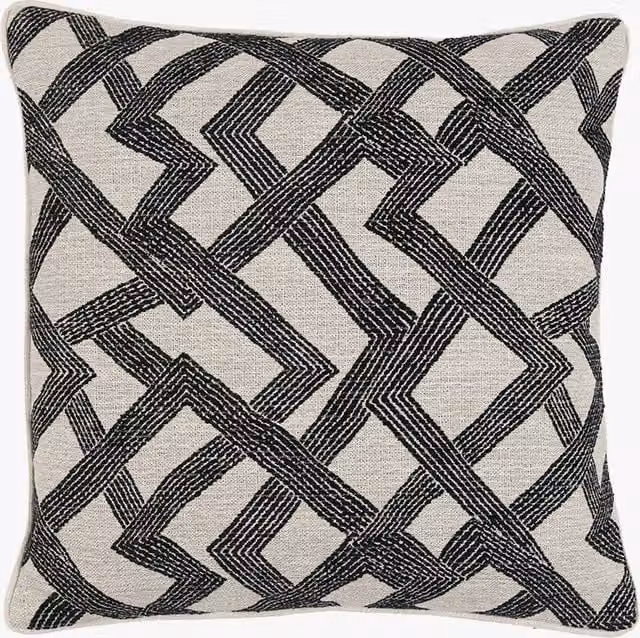 Perch & Parrow Cairo Jacquard Square Cushion in Slate Grey and White