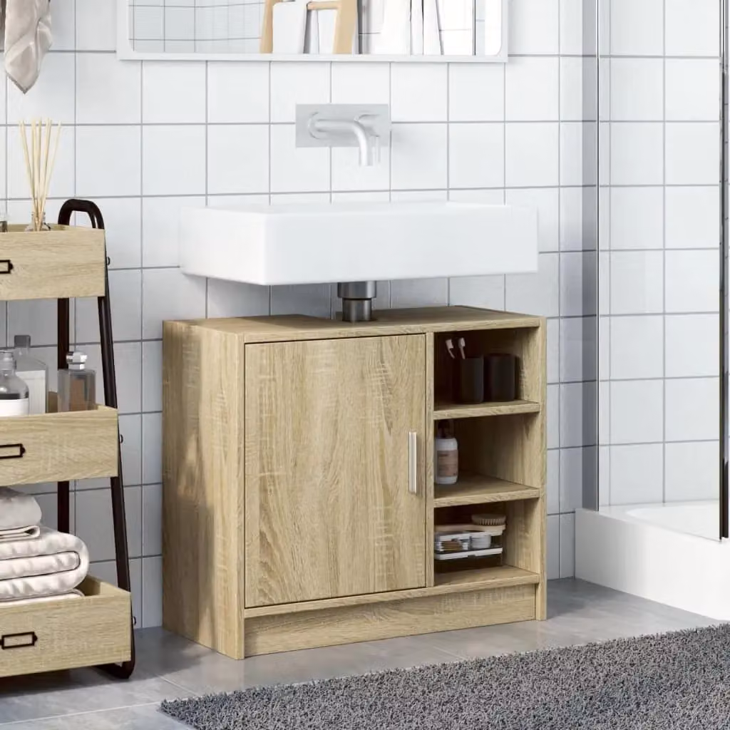 Berkfield Home Sonoma Oak Sink Cabinet, Brown, W/D/H: 63 x 29 x 55 cm – 2