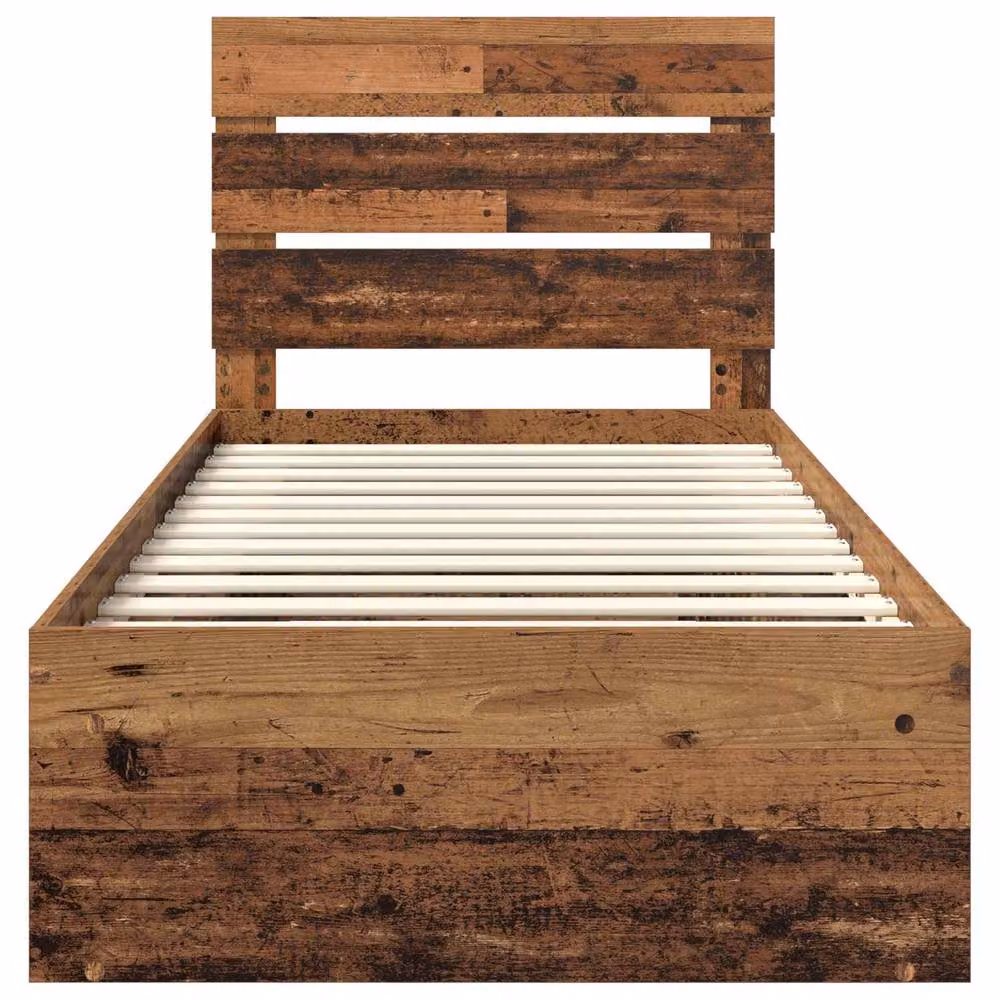 Berkfield Home Bed Frame with Headboard in Brown Old Wood, W/D/H: 90 x 190 cm – 5