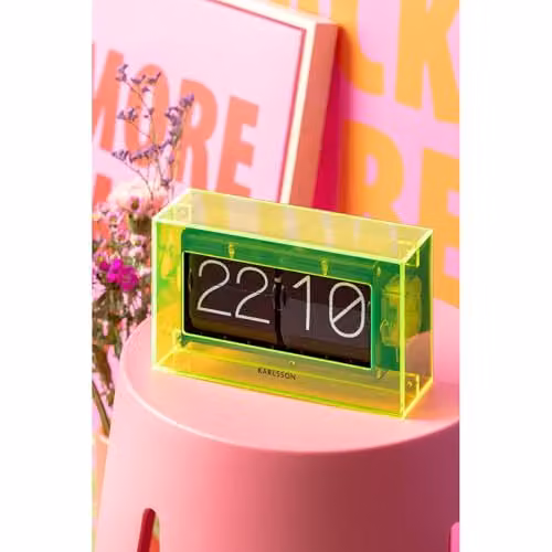 Karlsson DL Digital Flip Table Clock in Neon Yellow – 2