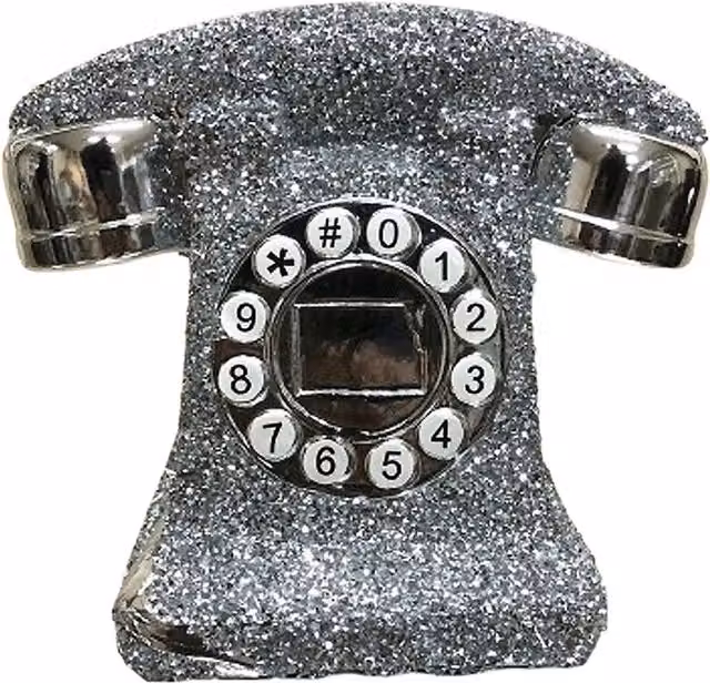 DEENZ Silver Crushed Diamond Telephone Crystal Tabletop Shelf Ornament