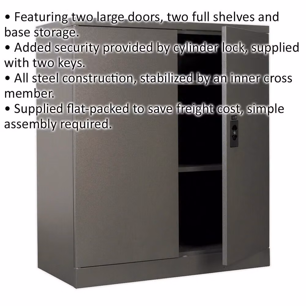 Loops Lockable Steel Floor Standing Cabinet in Grey, W/D/H: 91.5 x 46.0 x 106.0 cm – 2