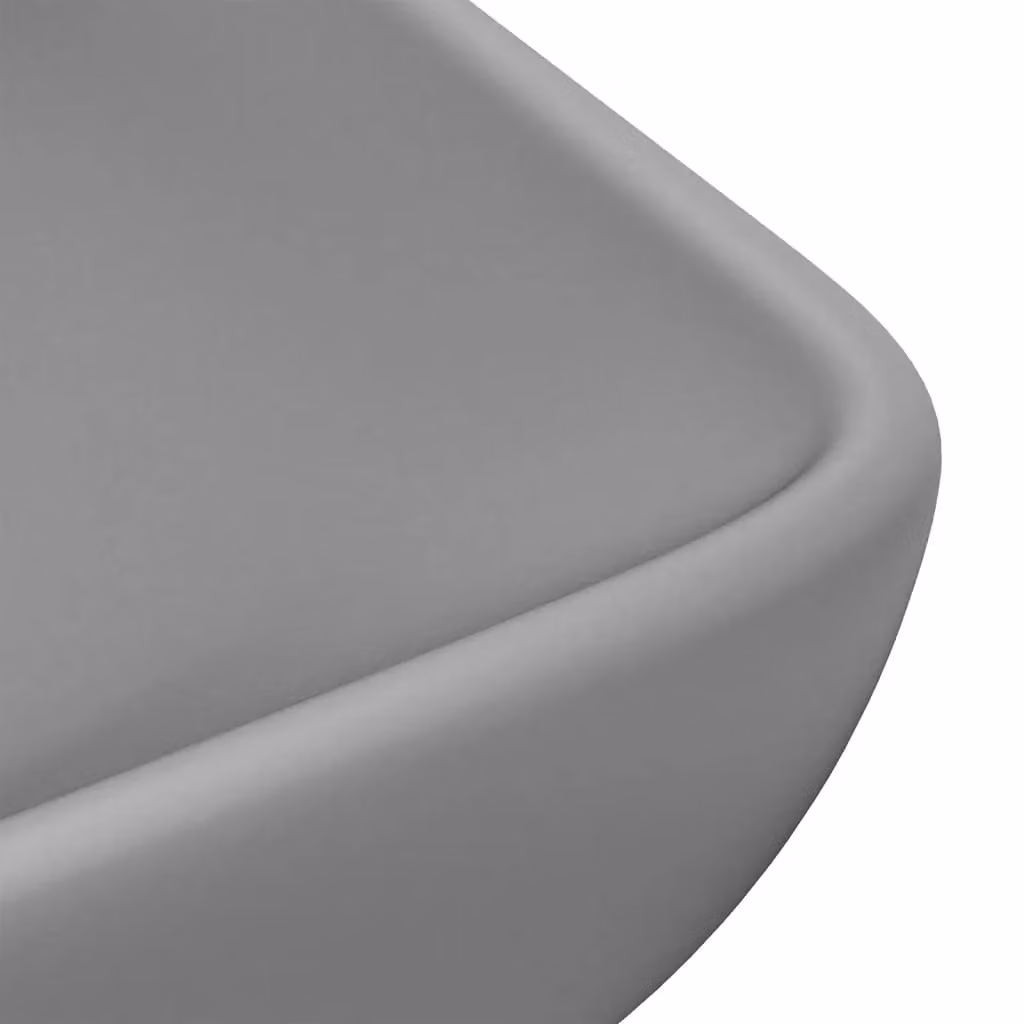 Berkfield Home Luxury Rectangular Ceramic Countertop Basin in Matt Light Grey, W: 71 cm, D: 38 cm, H: 13.5 cm – 3