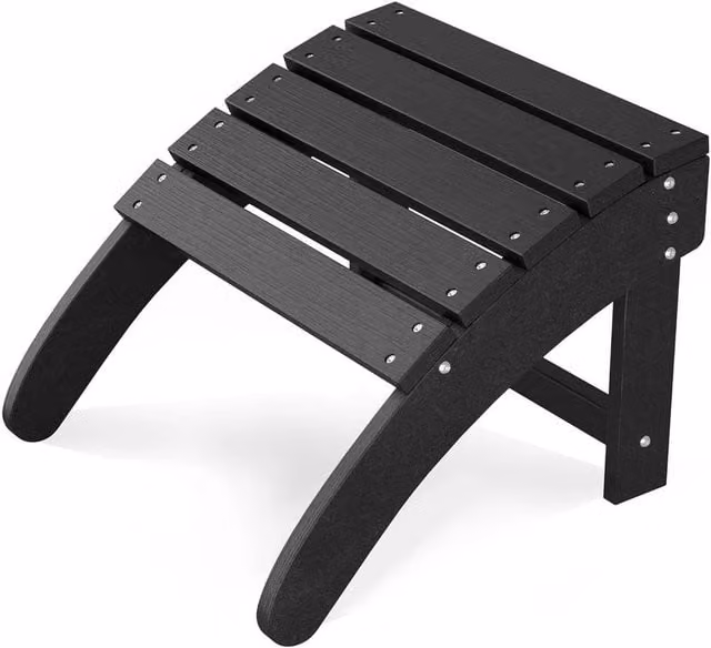 VOGREX Lightweight Adirondack Folding Ottoman Footrest in Black