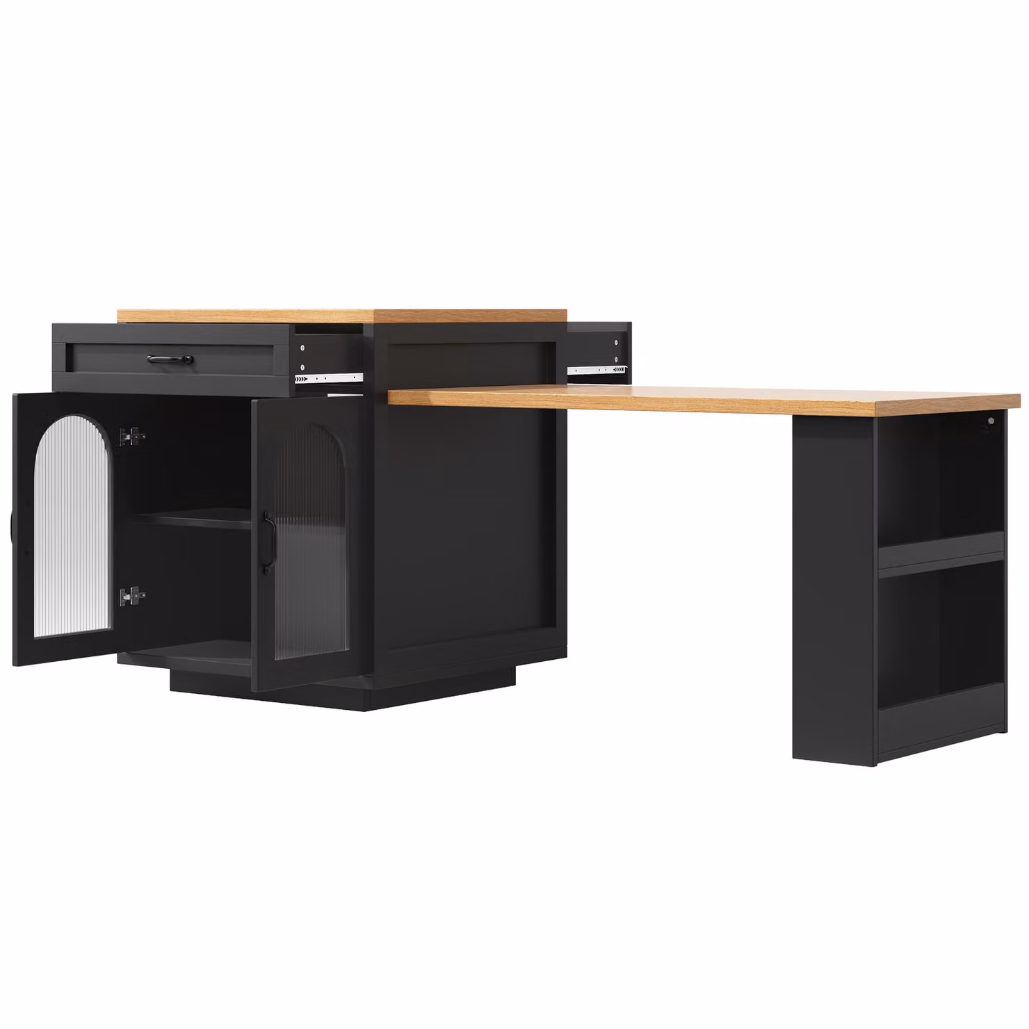 Aosom UK Extendable Kitchen Island with App-Controlled RGB LED Lighting in Black, W: 59 cm, D: 59 cm, H: 94 cm (Extendable to 126-196 cm) – 2